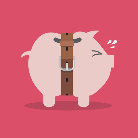Strapped piggy bank